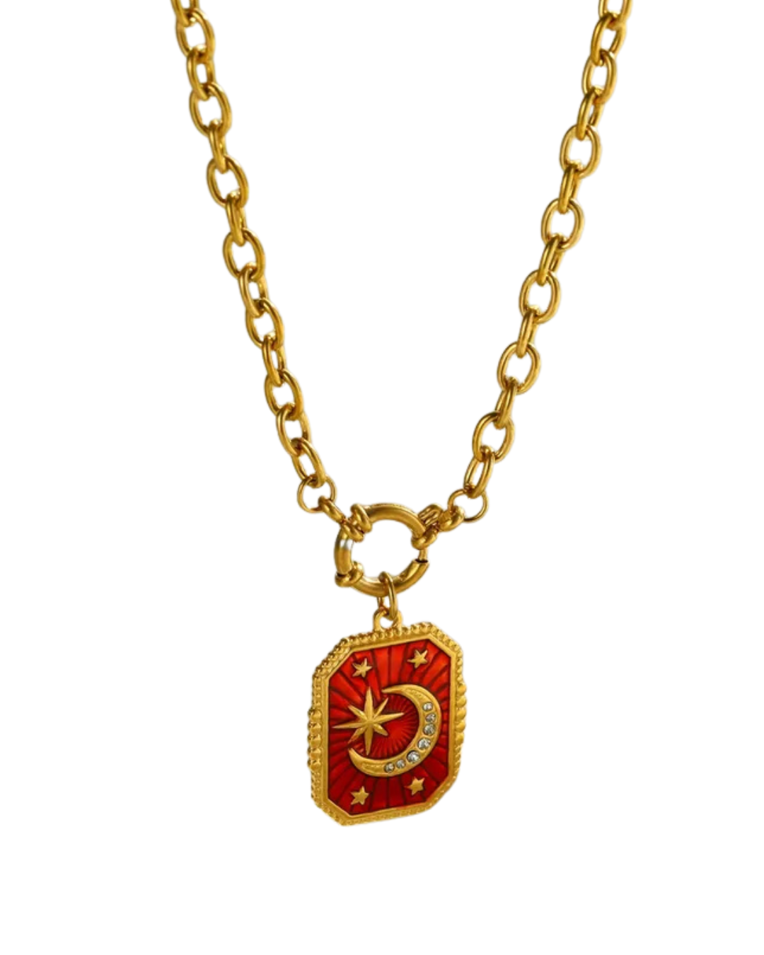 Cadena Hebilla dije Luna roja