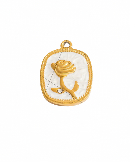 Charm flor nácar blanco