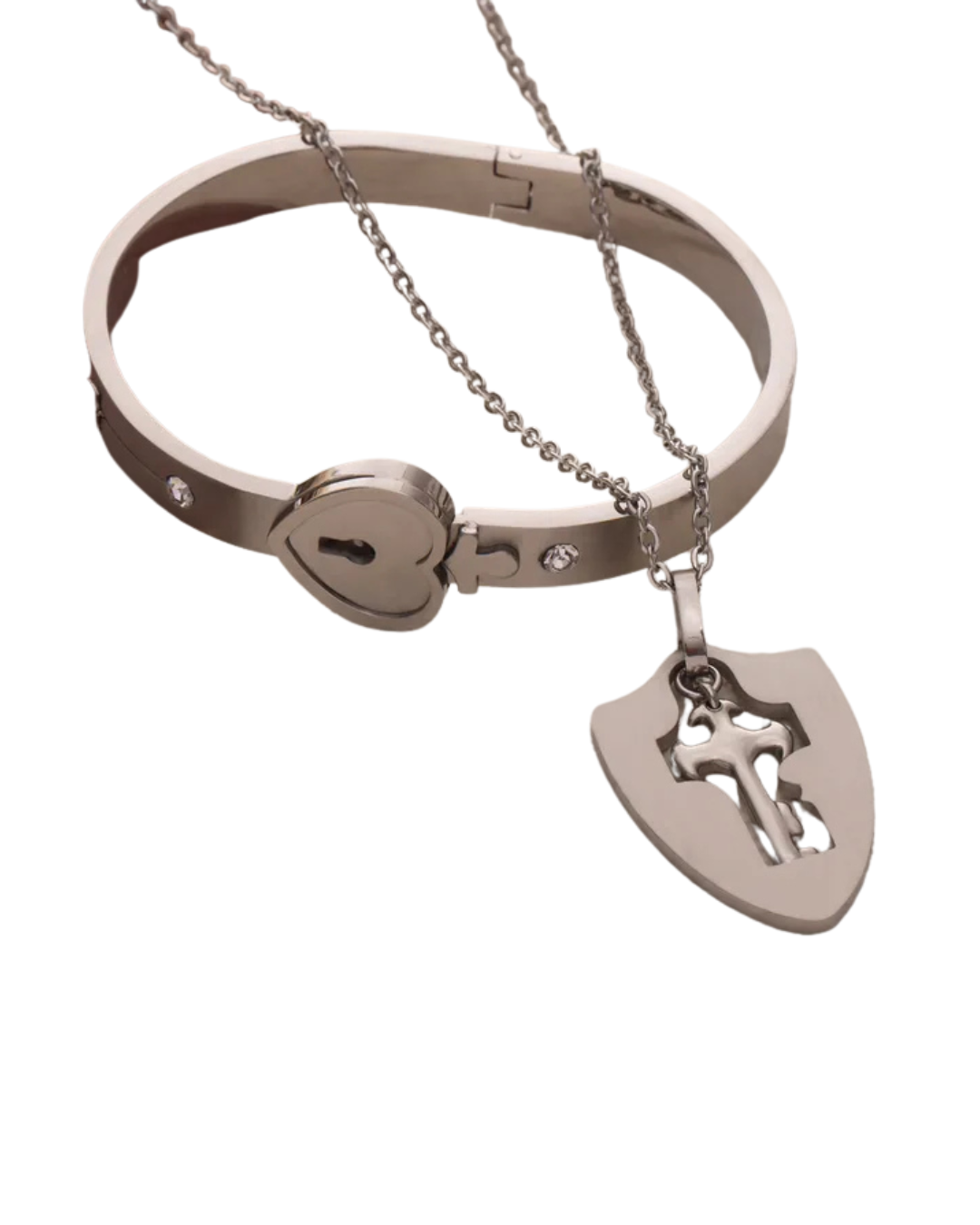 Pulsera corazon y collar llave eterna.