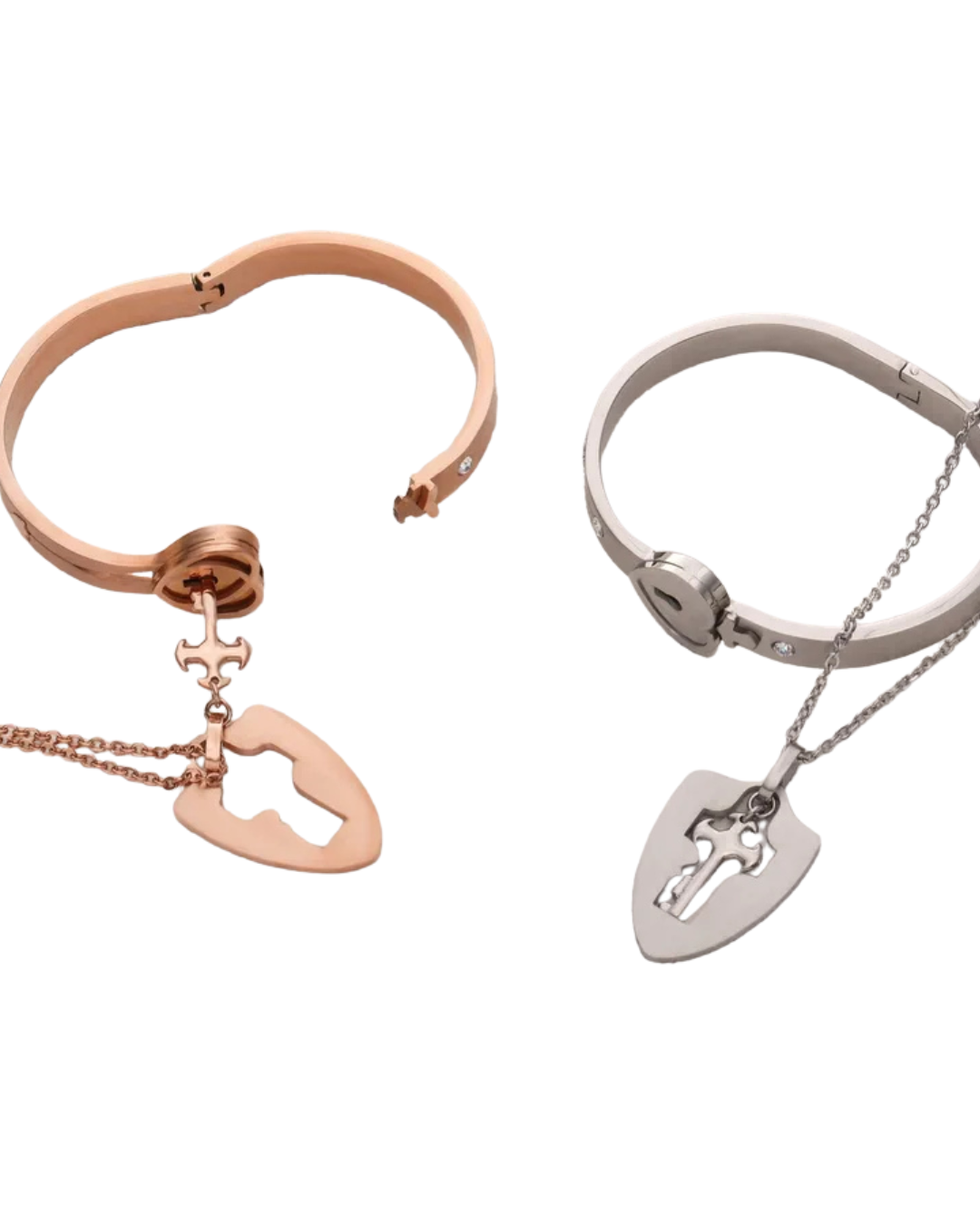 Pulsera corazon y collar llave eterna.