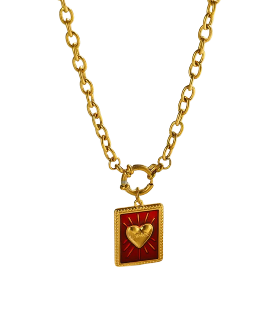 Collar Hebilla Corazon rojo